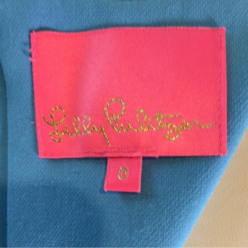 Lilly Pulitzer Blue Soutache Trim Shift Dress Sleeveless Split Neck‎ Size 0 - Picture 4 of 10